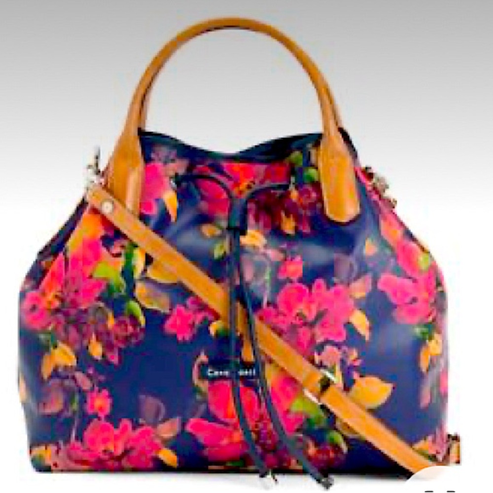 Italian Cavalcanti floral leather bucket bag - Gently used